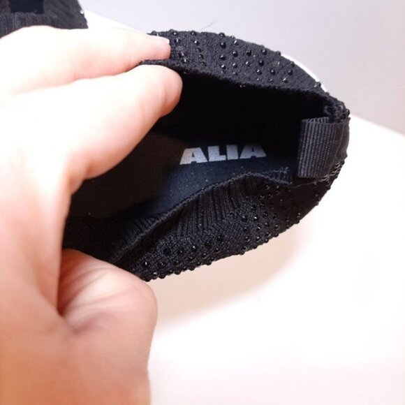 ALIA Womens Size 8 Black Glitter Shoes Sparkle Studded Casual Slip On Sneakers - Picture 12 of 14